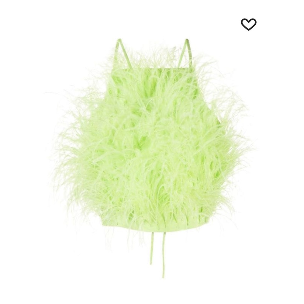 Cult Gaia lime feather-detail crop top XS
